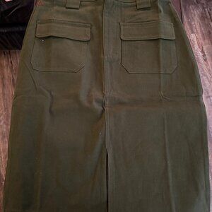 Size Small Army green knee-length skirt comfortable, both dressy and casual